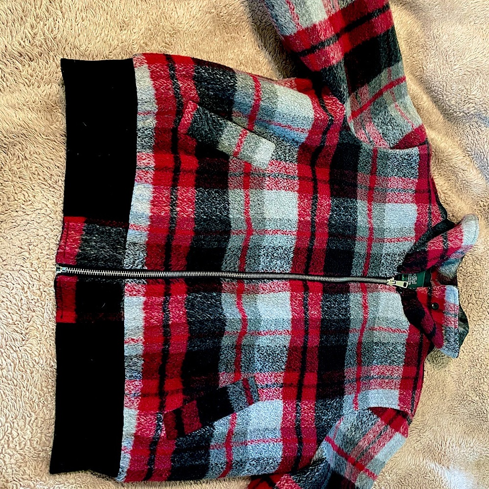 Plaid red and black thick jacket
